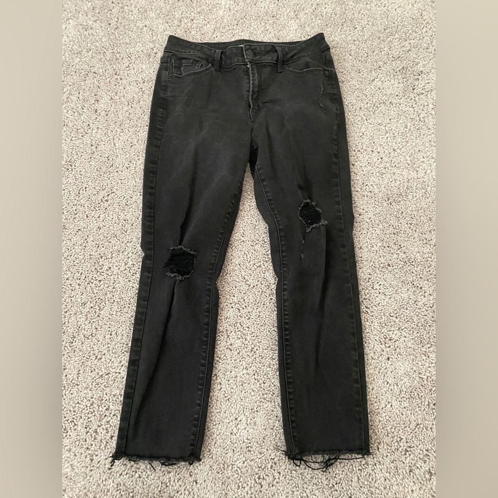 Old Navy Rockstar Super Skinny Ankle Mid-Rise Black Jeans Size 8